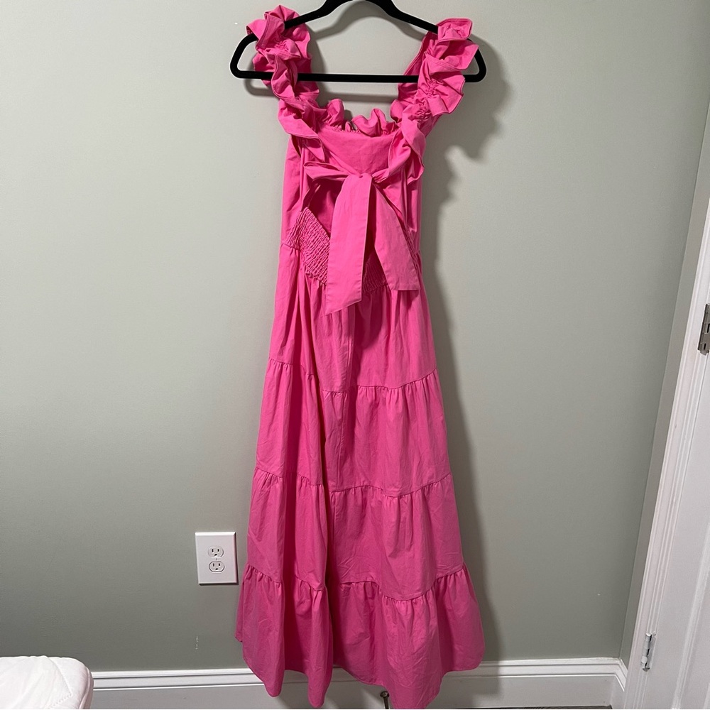 Pink Off the Shoulder Ruffle Maxi Dress - Picture 5 of 8